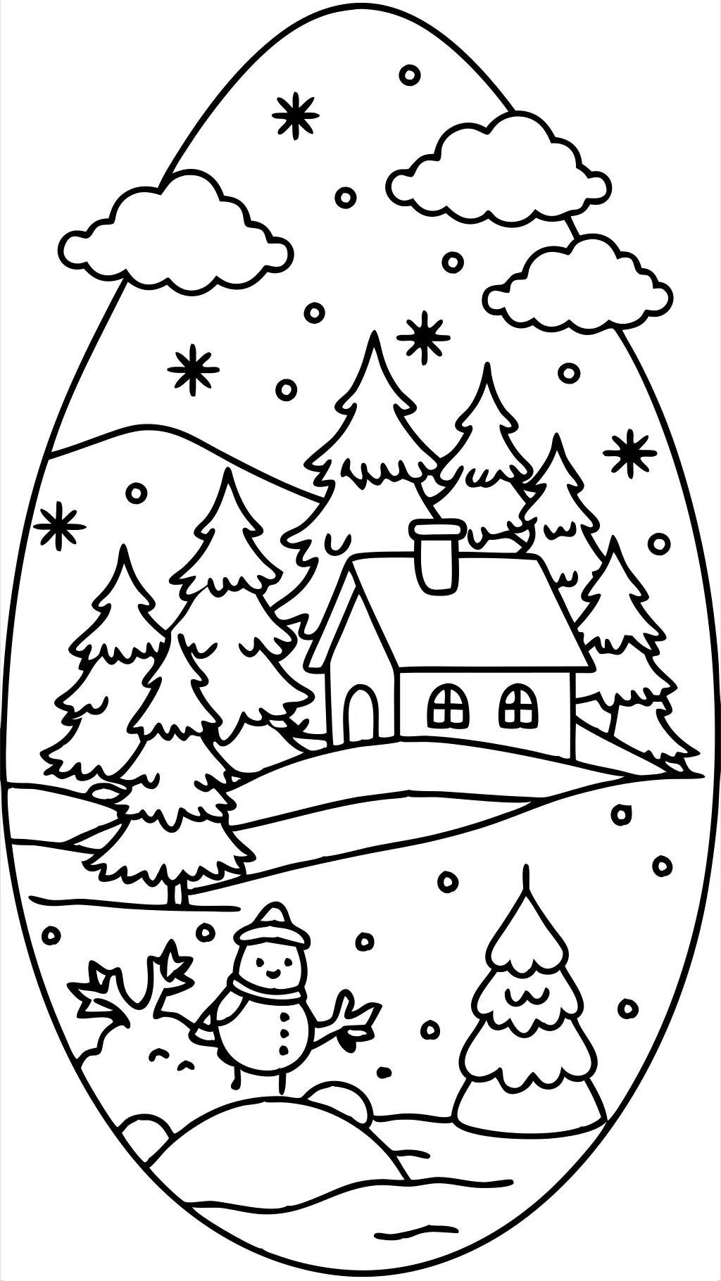 winter scene coloring pages